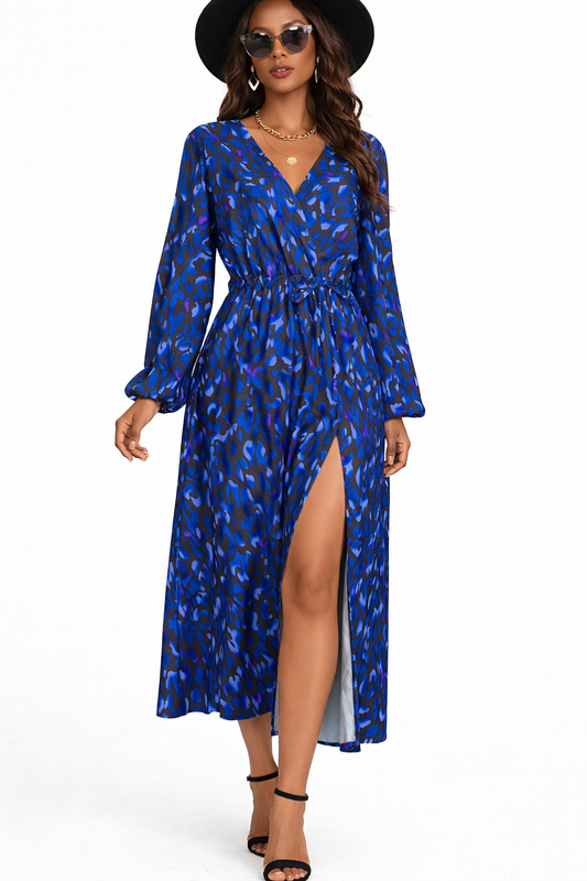 Blue Animal Print Maxi Dress Size 1X