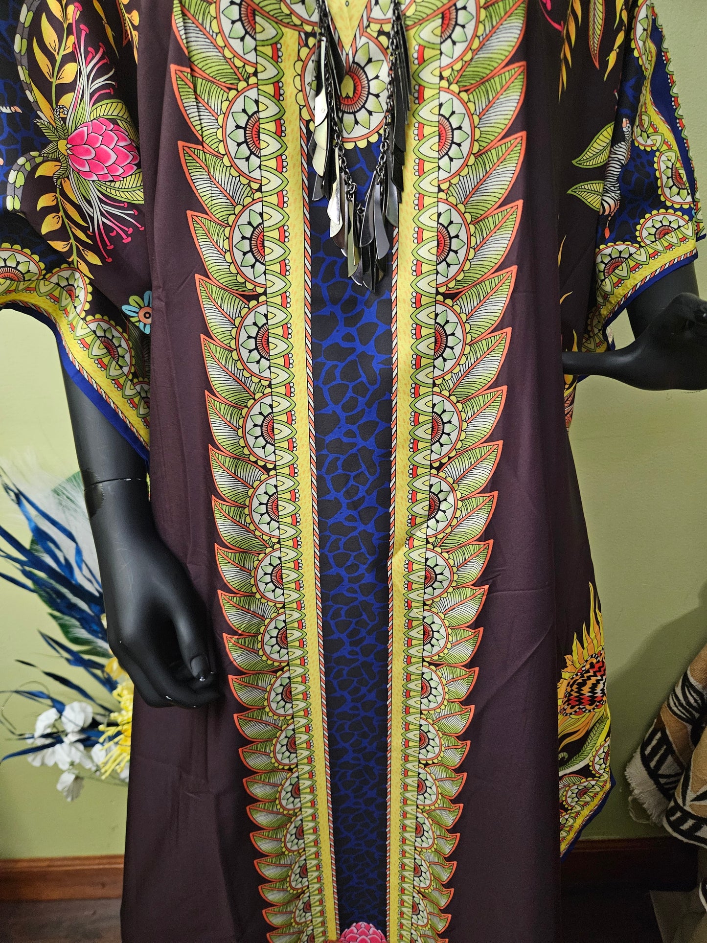 NWT Brown Floral Kaftan One Size