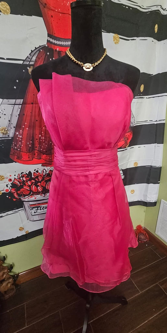 David's Bridal Strapless Dress with Pleated Accents Size 14