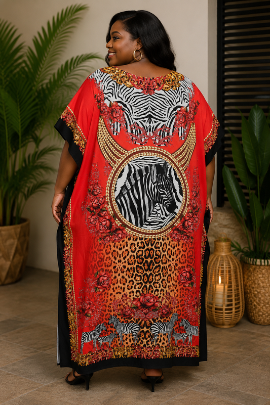 Red Zebra/Mixed Print Maxi Dress One Size