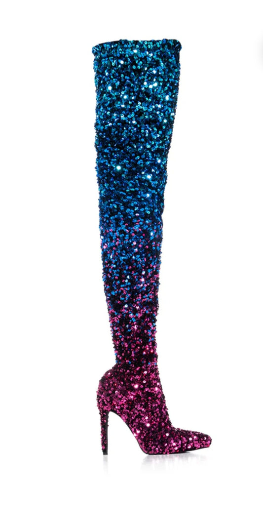 NWT Azalea Wang Sequin Boots Best for Size 9 / 9.5