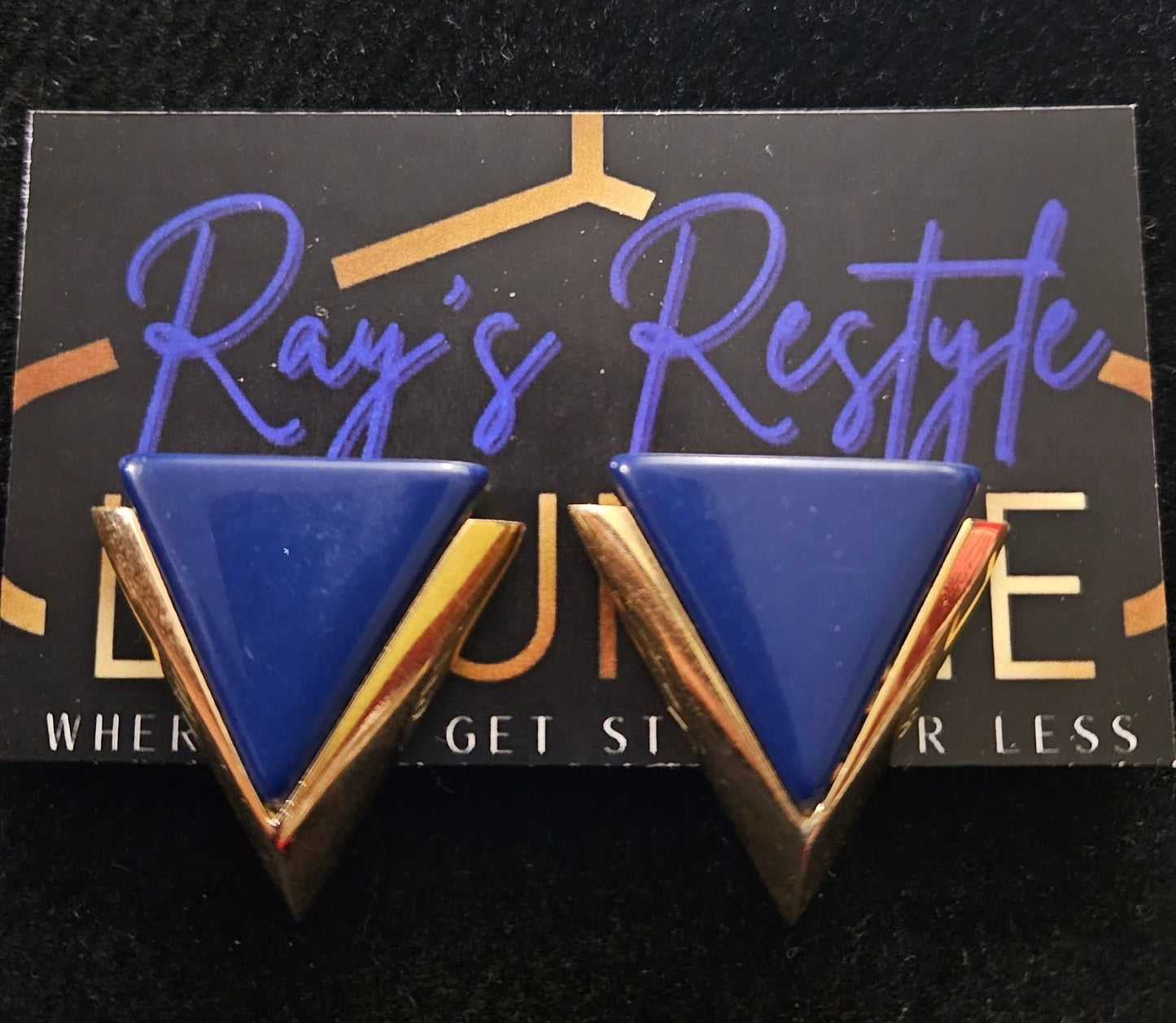 Vintage Givenchy Clip On Earrings, Navy