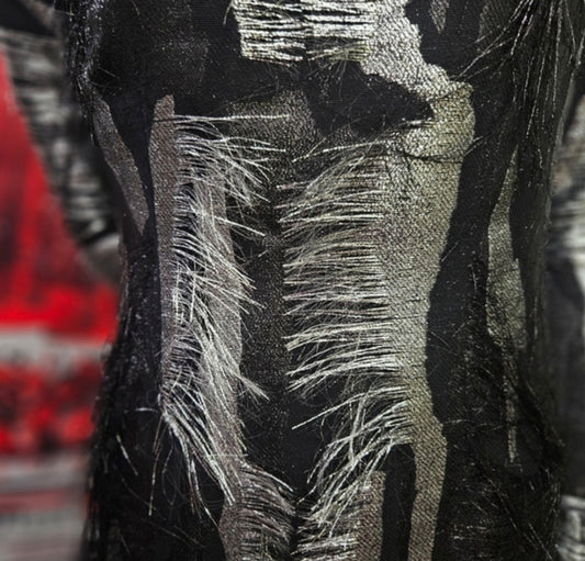 Black and Silver Eyelash Fringe Dress Size Small