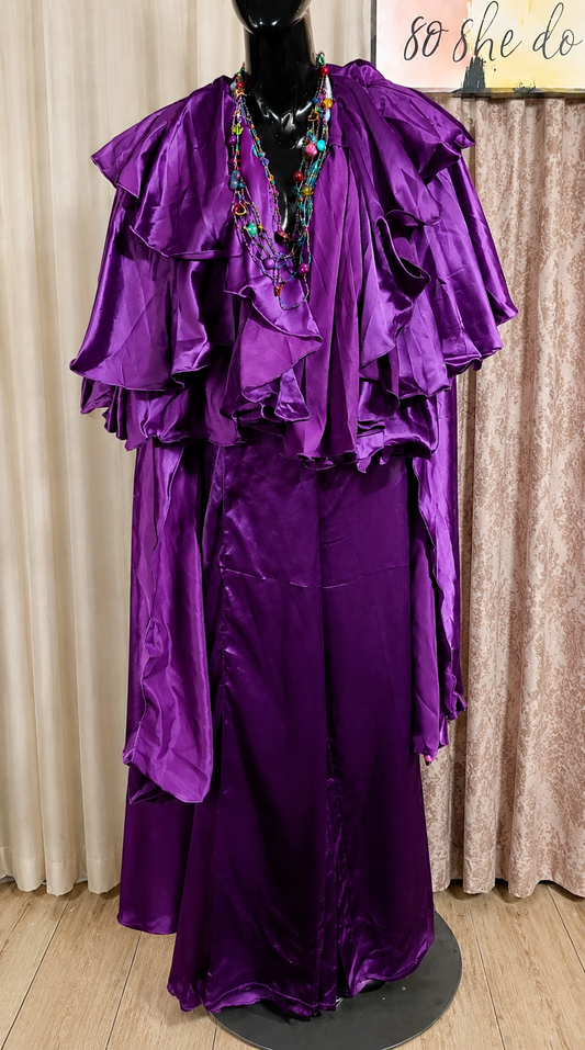 NWT Xpluswear Purple Pant Set with Ruffled Cape Duster Tagged Size 4X
