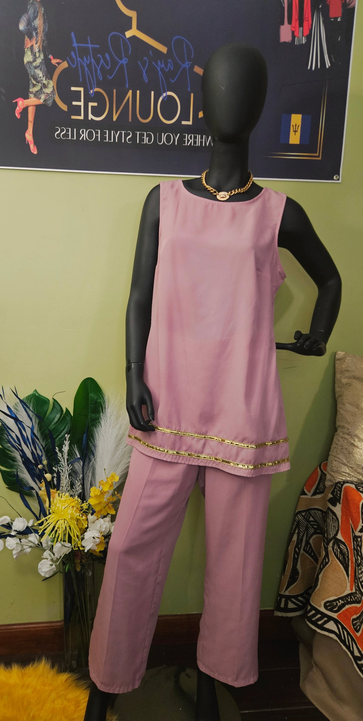 Ashro Pink Three (3) Piece Pant Set