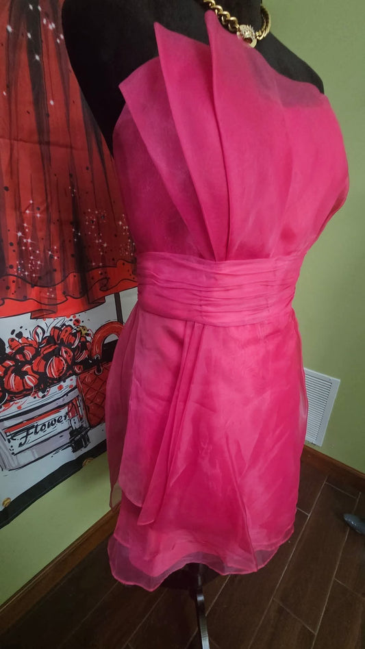 David's Bridal Strapless Dress with Pleated Accents Size 14