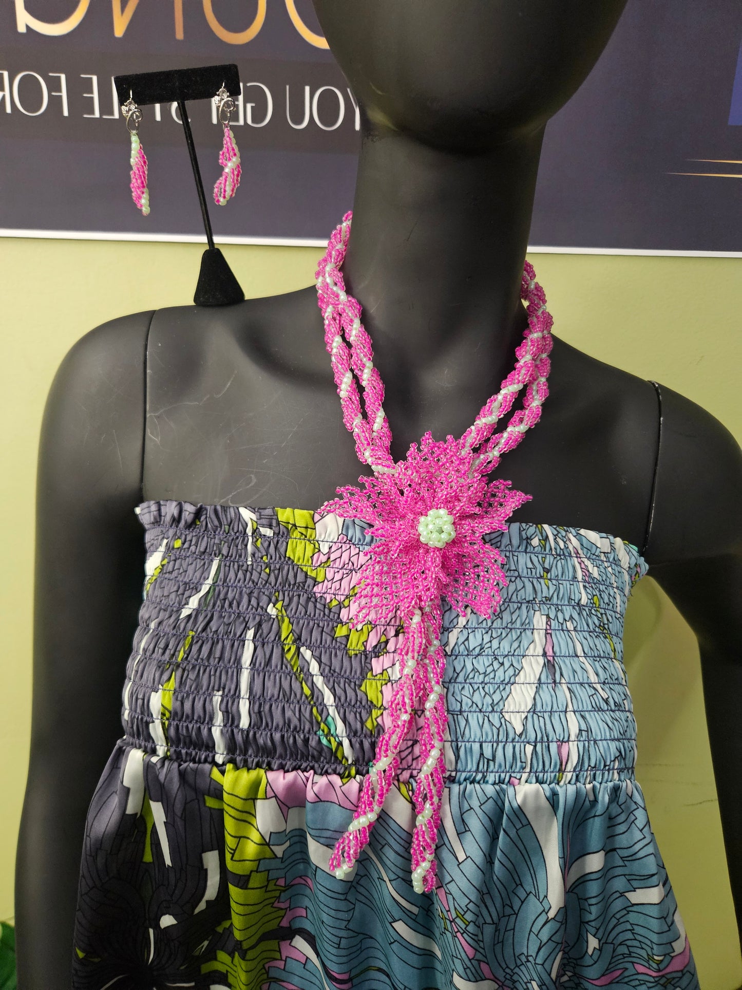 Liberia - Pink and Green Necklace Set