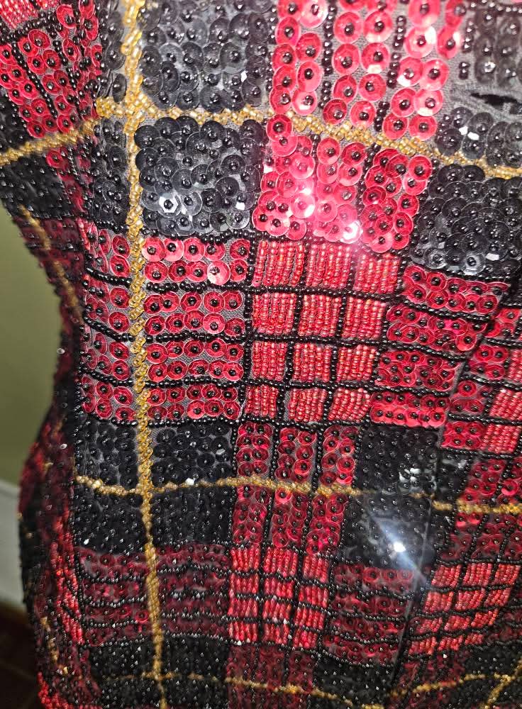 Effeci Red Sequin Vest Size Large (Pit to Pit is 20 inches)