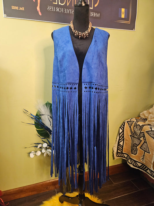 Shein Curve Royal Blue w/Fringe Vest Size 3XL