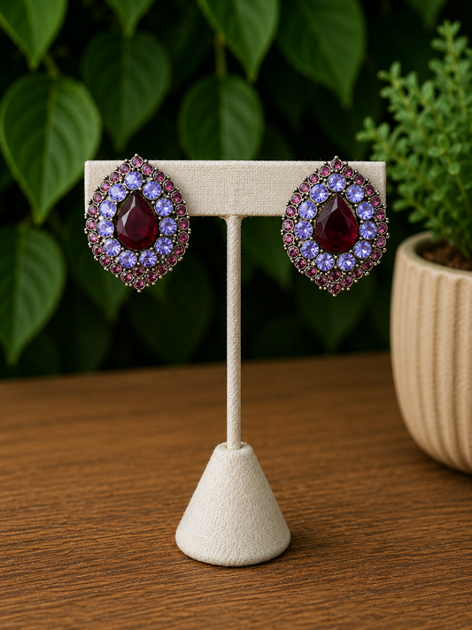 Monet Purple Blinged Post Back Earrings