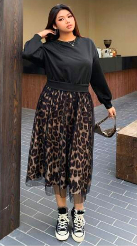 Unbranded Black Animal Tulle Dress Size Medium