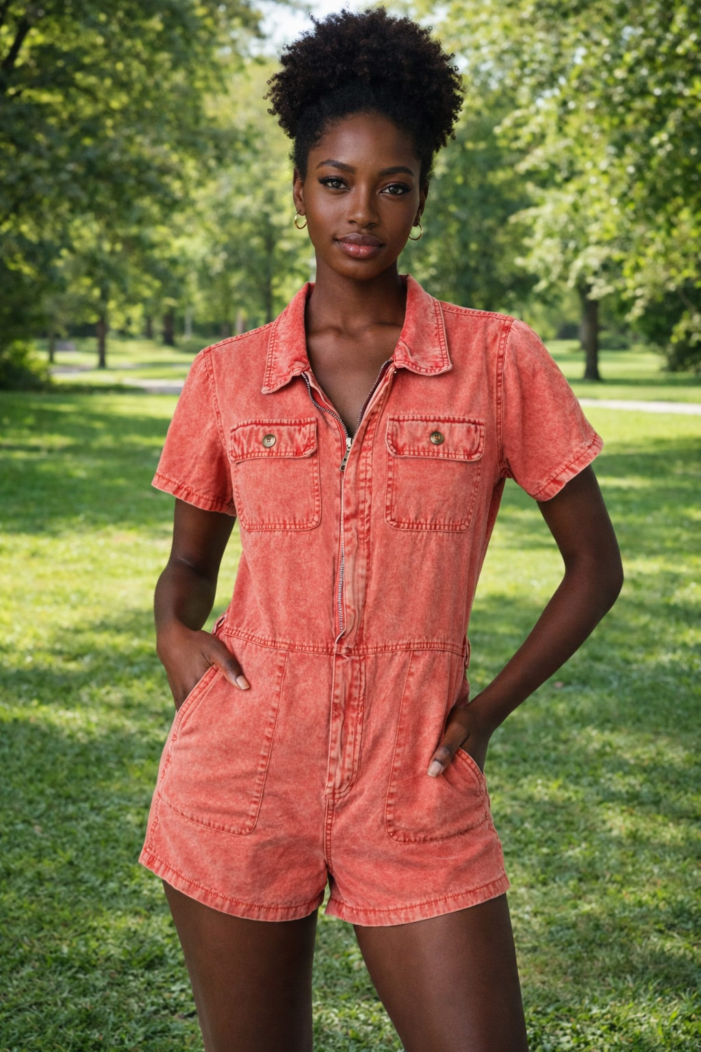 NWT Choy YaTou Red Acid Romper Size Medium