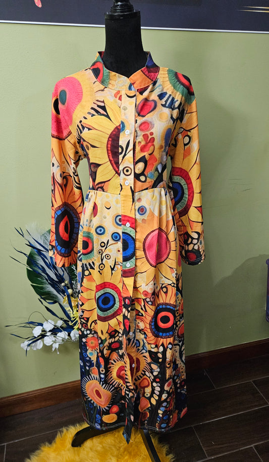 Colorful Shirt Dress. Can be Duster Size XL