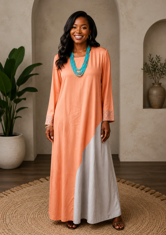My Batua Orange/Taupe Maxi Dress Size XL
