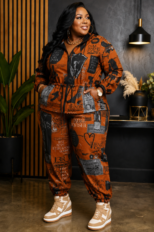 Ashley Stewart Brown Fashion Track Suit Size 26/28