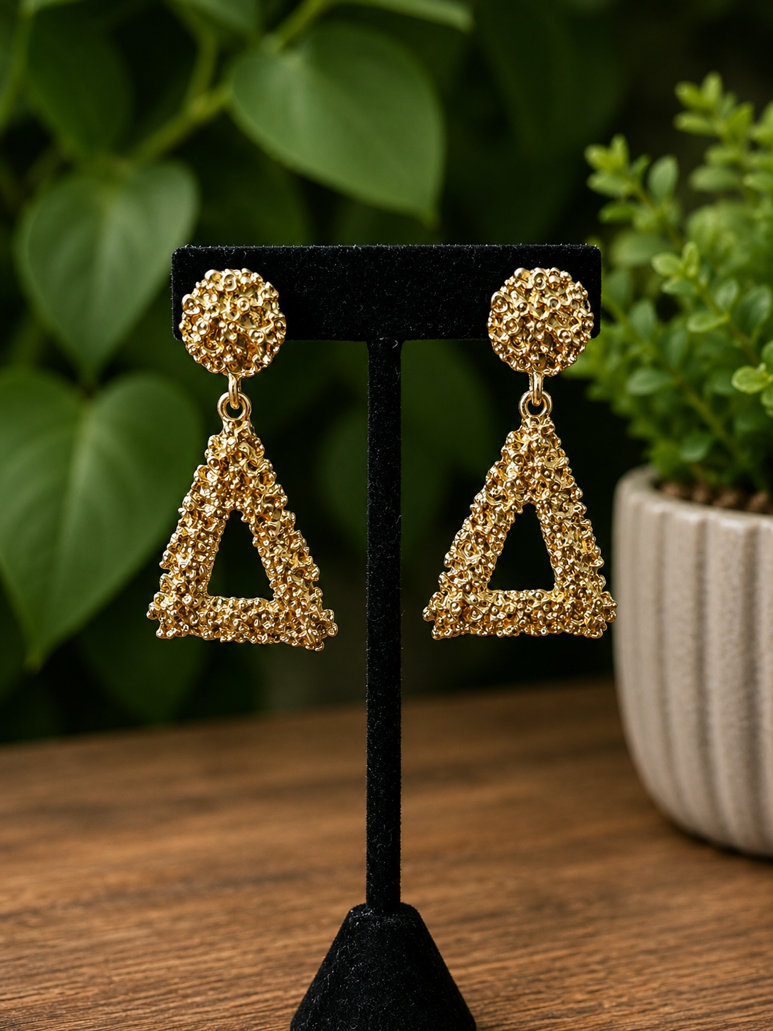 Gold Nugget Post Back Earrings