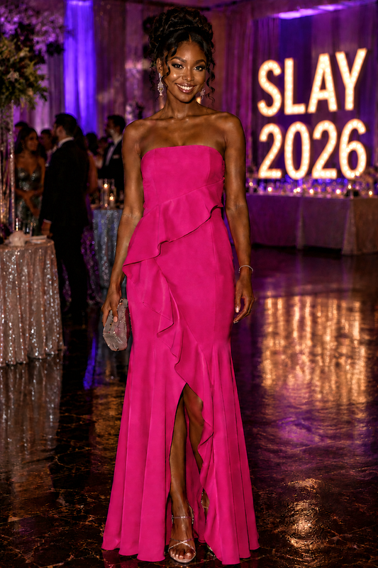 NWT Marina Fuschia Strapless Gown Size 14