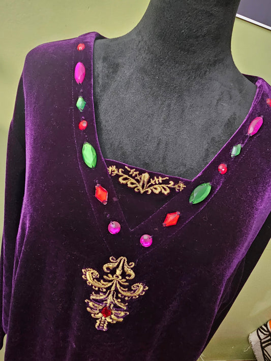 Anna Maxwell Purple Velvet Maxi Dress with Jewel Details Size 22W