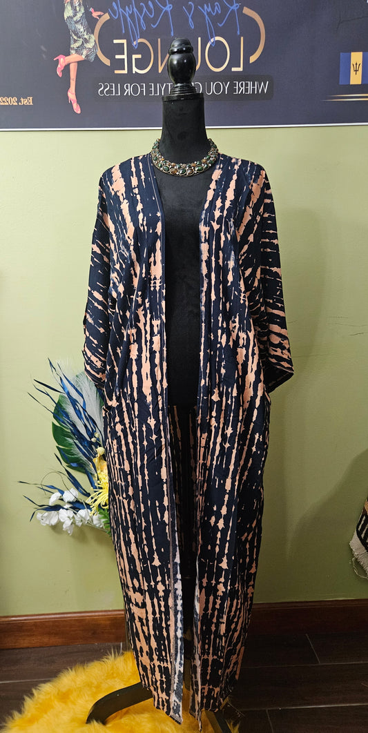 Unbranded Blue/taupe Tie Dye Duster Size L/XL