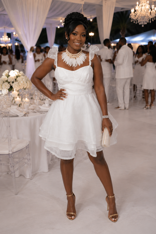 NWT Twirl White Chiffon Dress Size Large