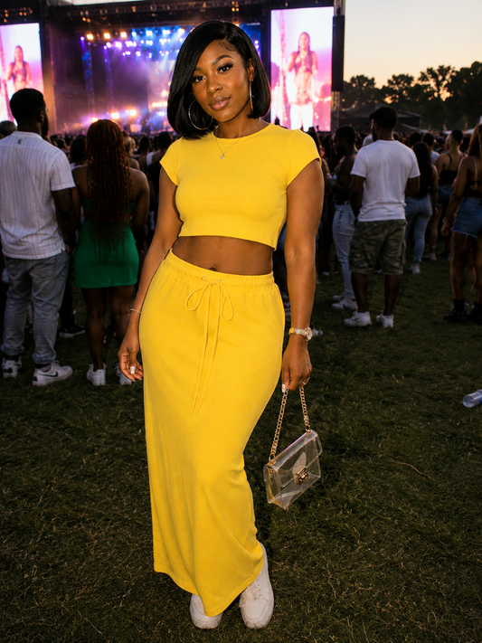 Shein Yellow Skirt Set Size 0XL
