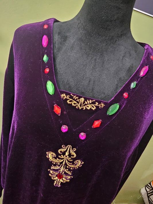 Anna Maxwell Purple Velvet Maxi Dress with Jewel Details Size 22W