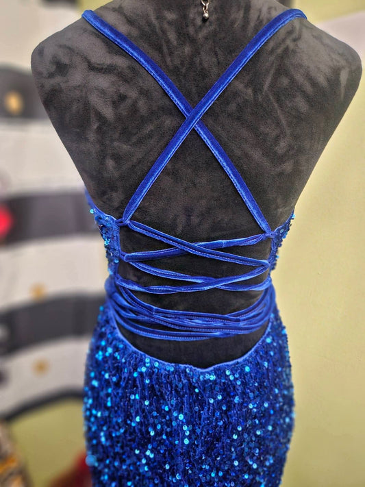 NWT Shein Sky Royal Blue Sequin Gown Size Best 2X