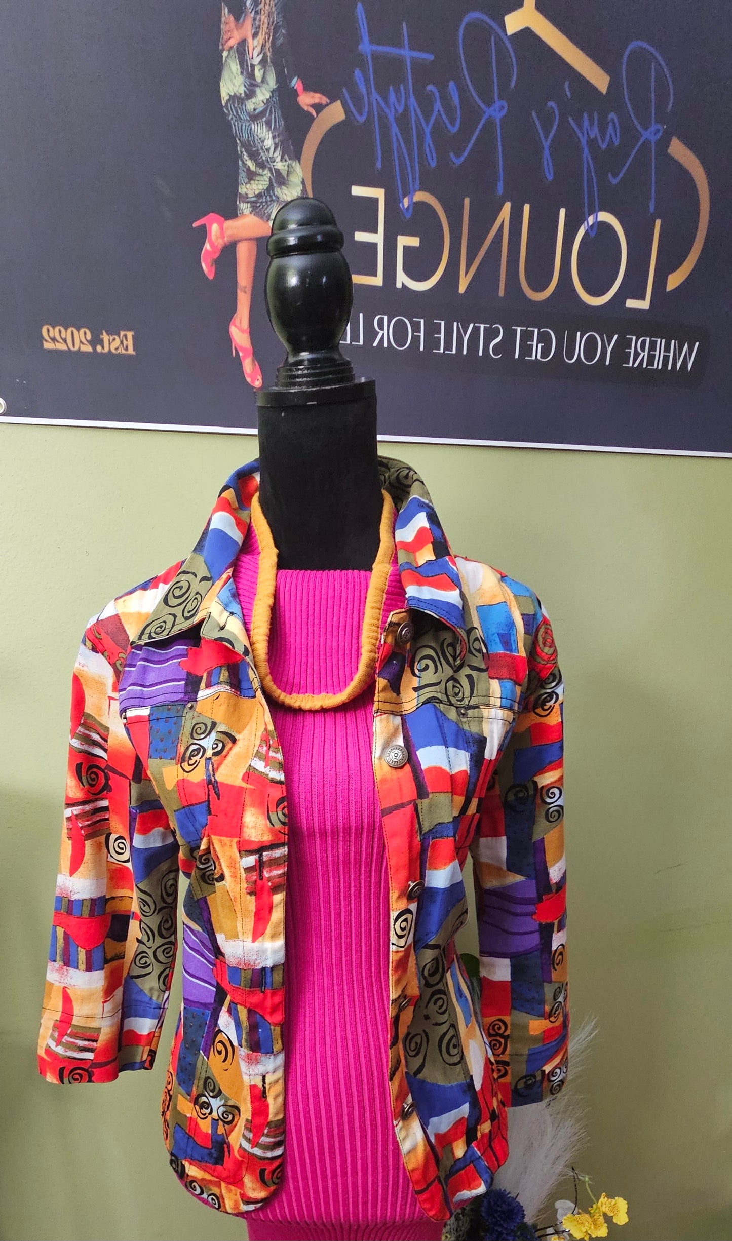 Kaktus Colorful Button Down Jacket Size XL