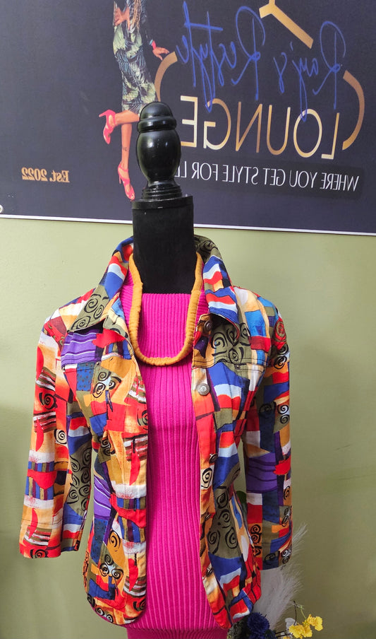 Kaktus Colorful Button Down Jacket Size XL