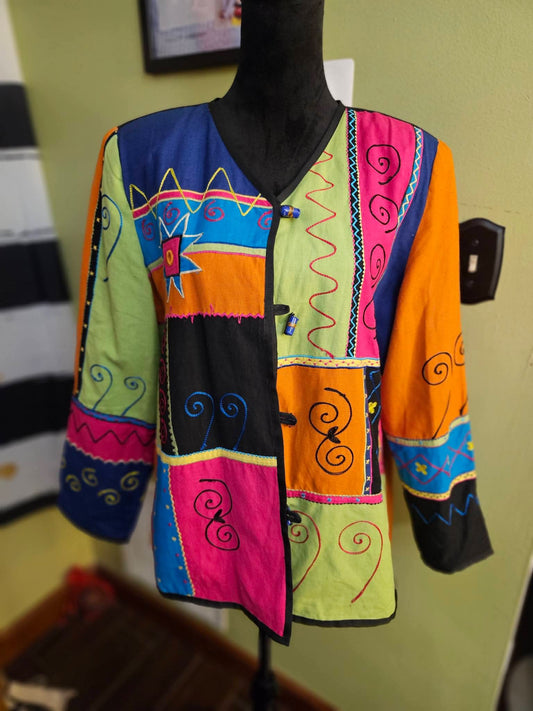 Indigo Moon Vintage Embroidered Jacket Size Large