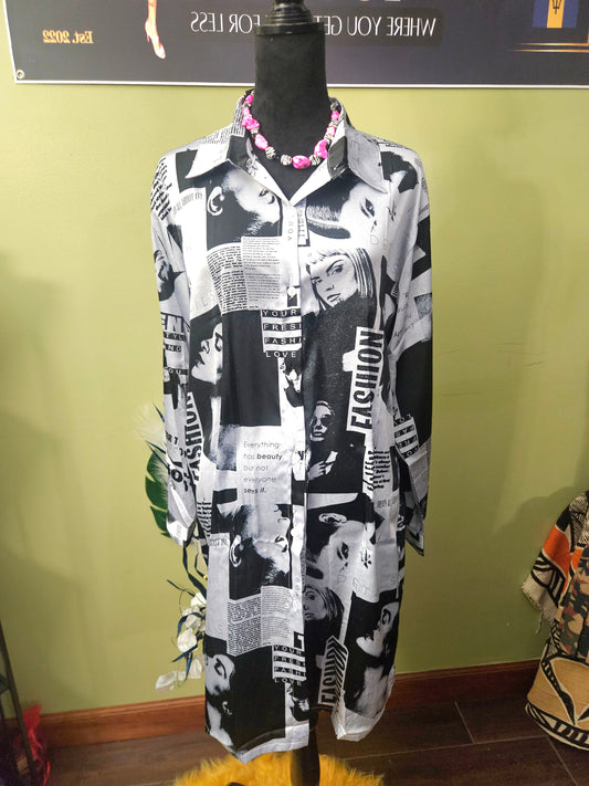 NWT Jon and Anna Black and White Fashion Shirt Dress Size XL