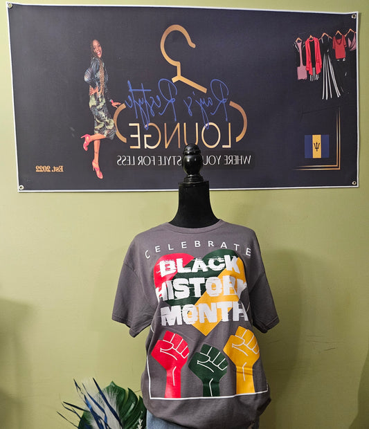 Grey Celebrate Black History Month Teeshirt Large