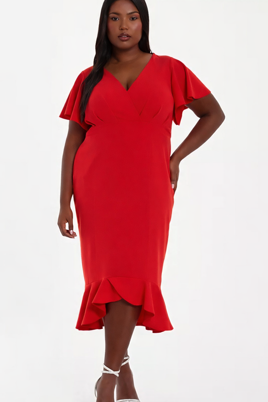 NWT Quiz Red Ruffle Dress Size 16