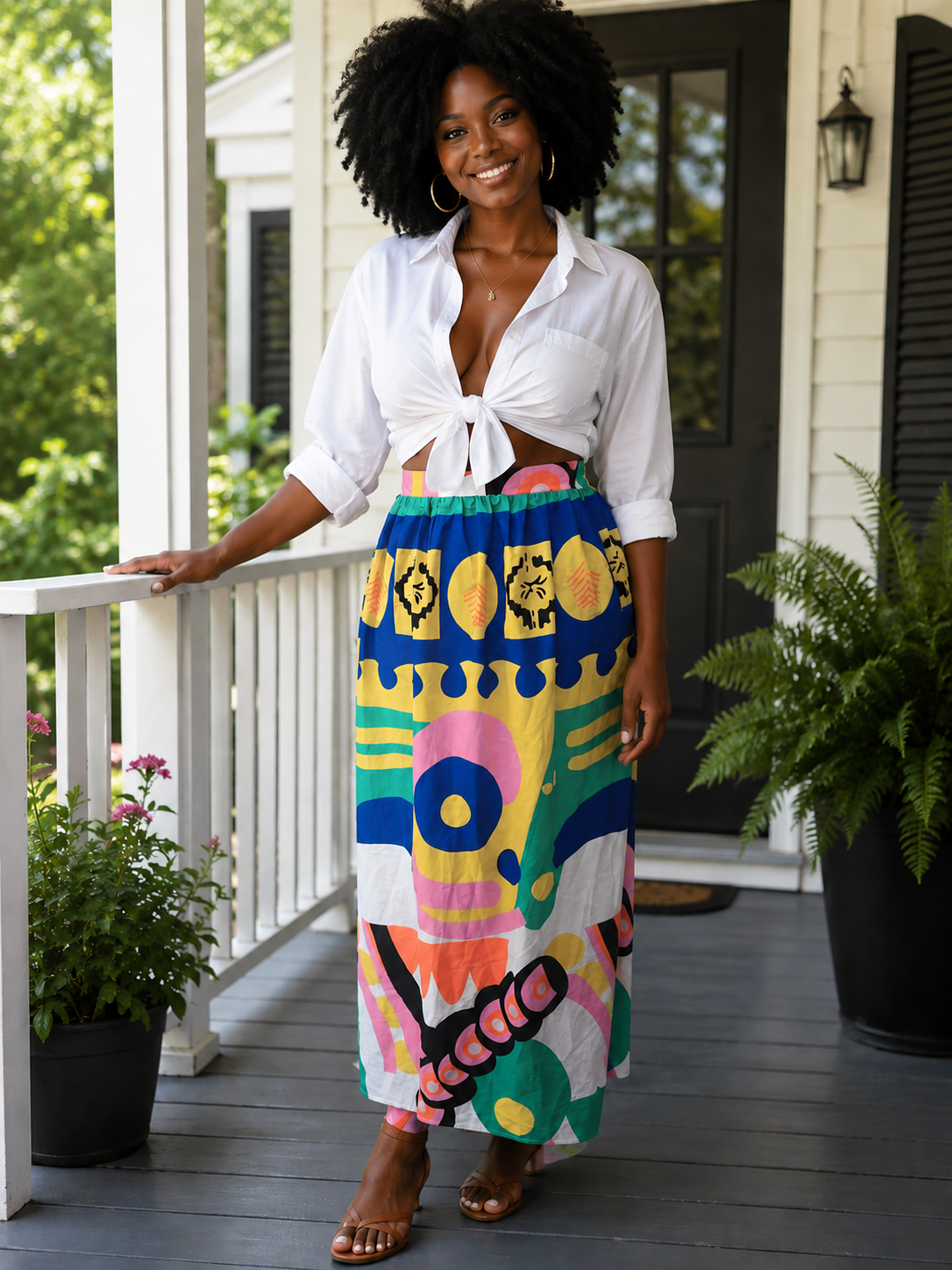 Shein Curve Colorful Maxi Skirt Size 2XL