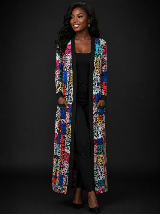 Black Colorful Duster Size XXL