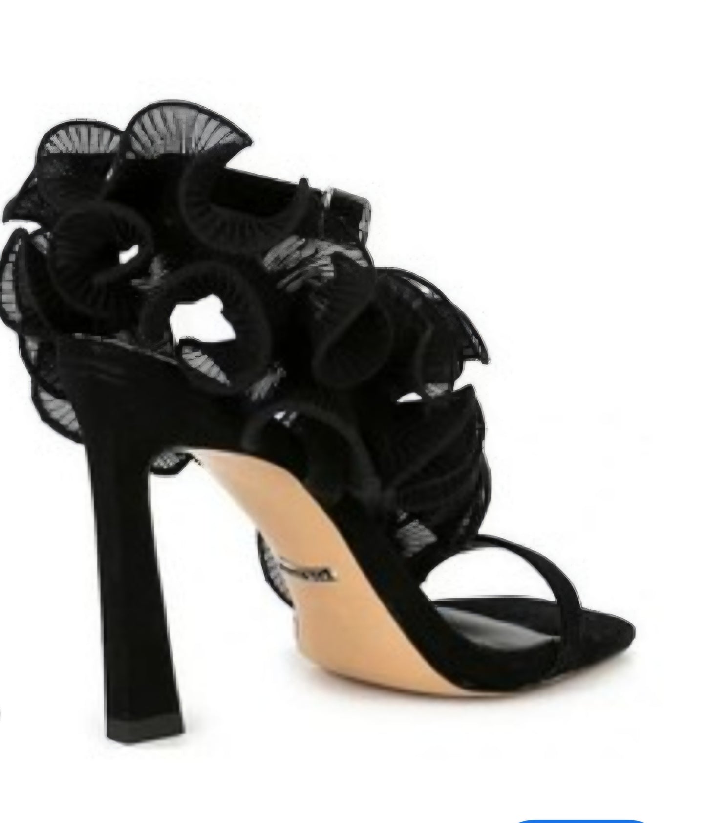 Gianni Bini Black Suede Chiffon Ruffle Franz Heels Size 9