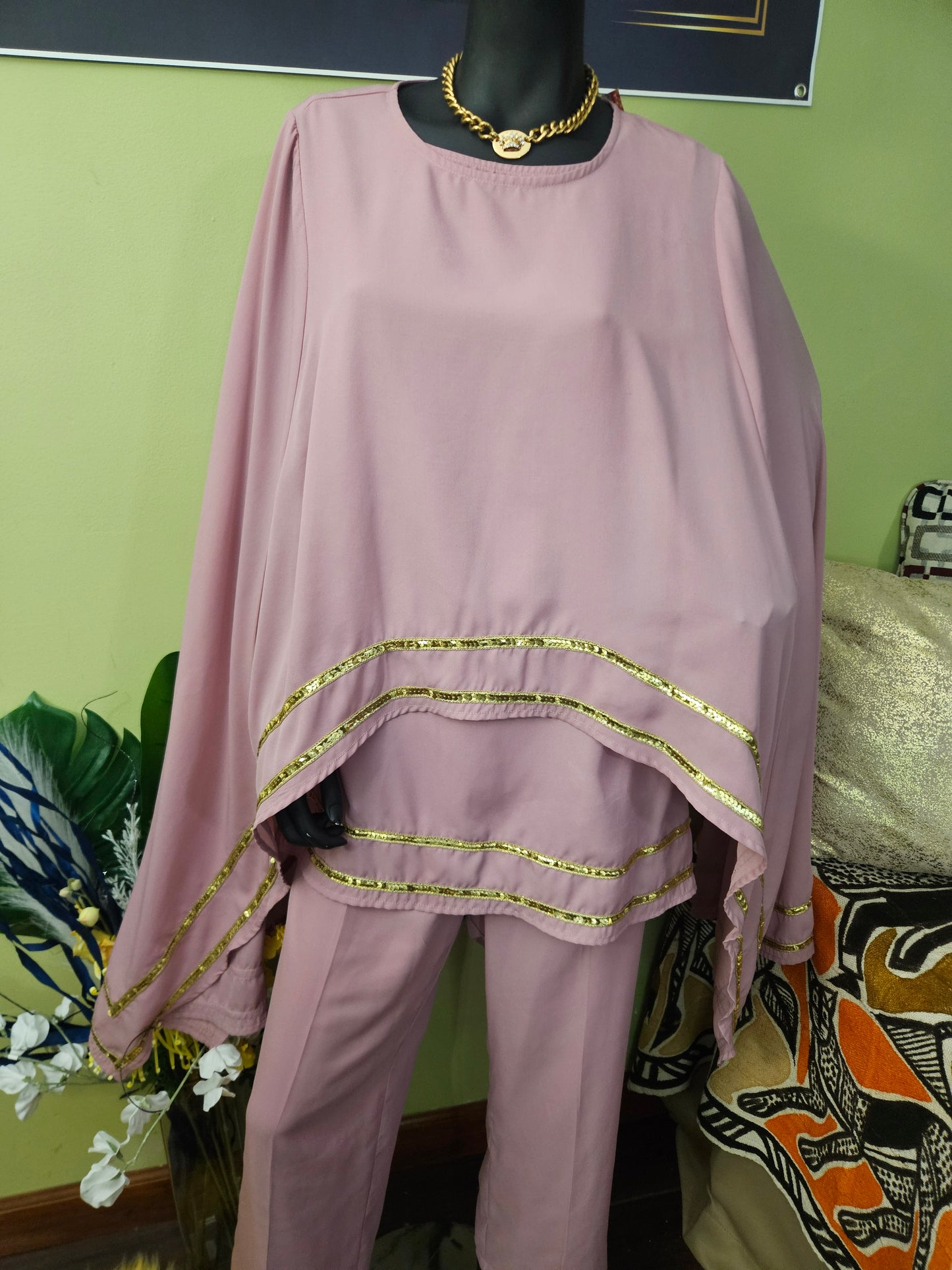 Ashro Pink Three (3) Piece Pant Set