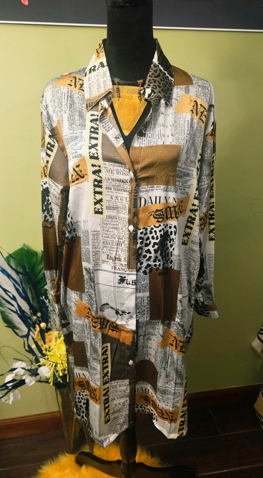 NWT Jon and Anna Brown Fashion Shirt Dress Size Large