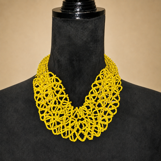 Liberian Yellow and Clear Necklace Set