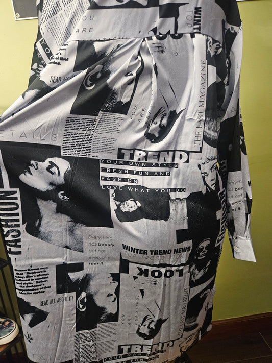 NWT Jon and Anna Black and White Fashion Shirt Dress Size XL