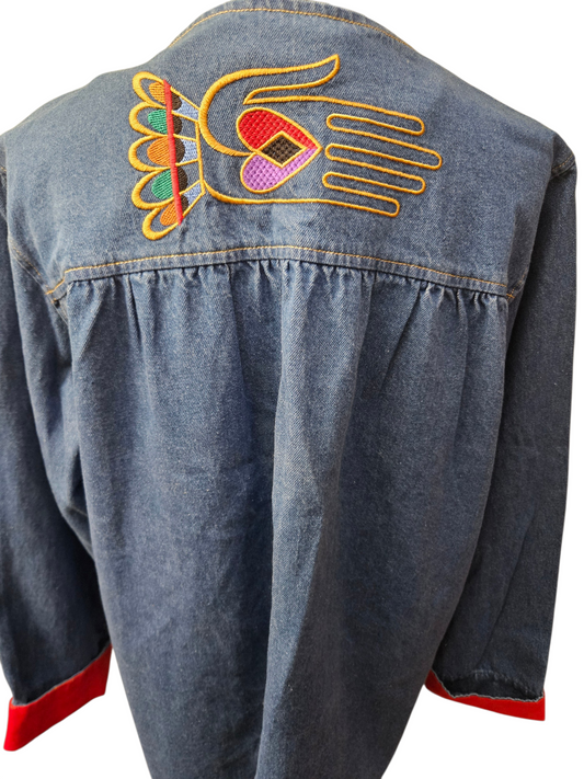 Bob Mackie Embroidered Denim Jacket Size Large