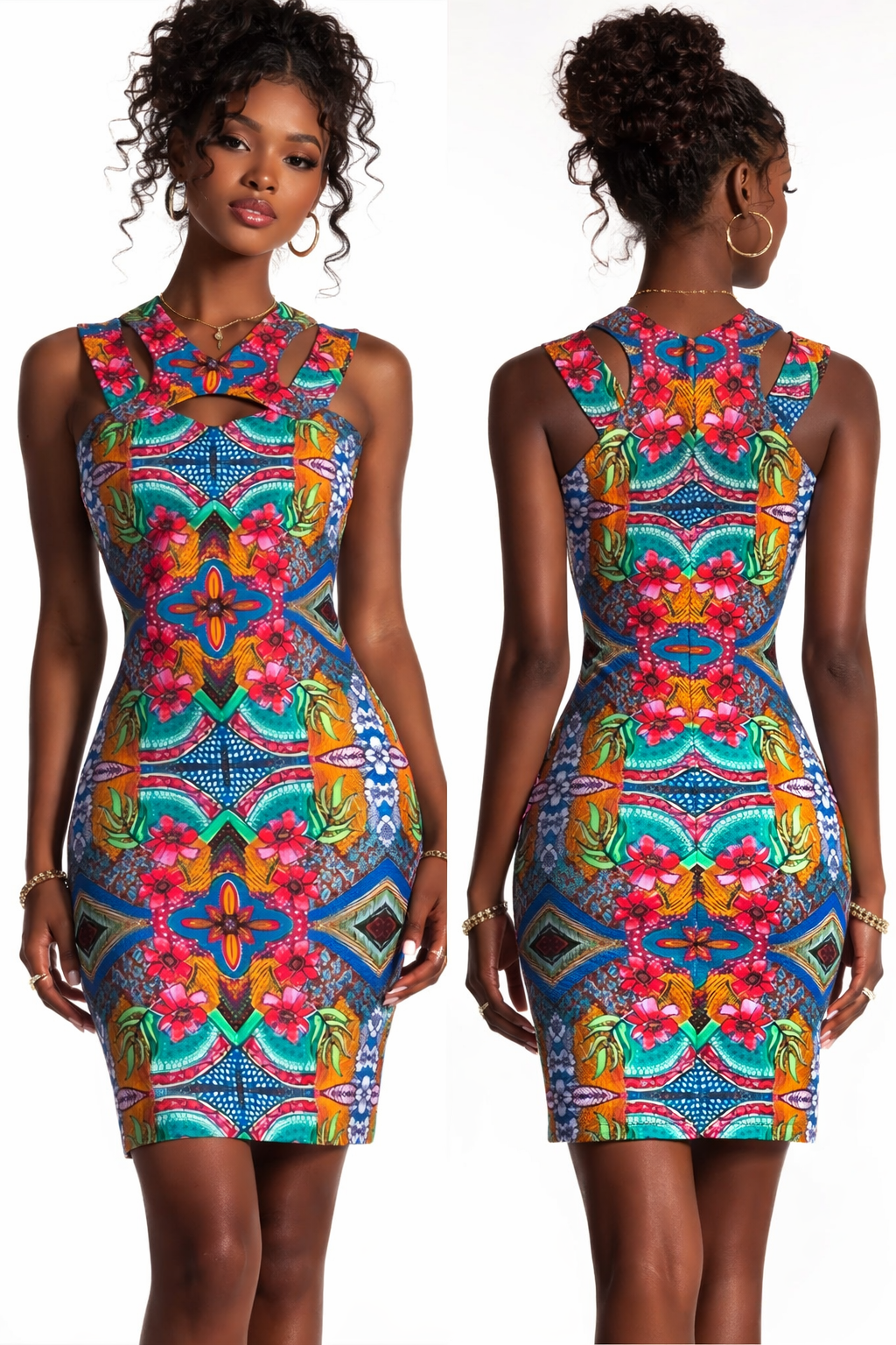 NWT Taylor Double Strap Printed Dress Size 14