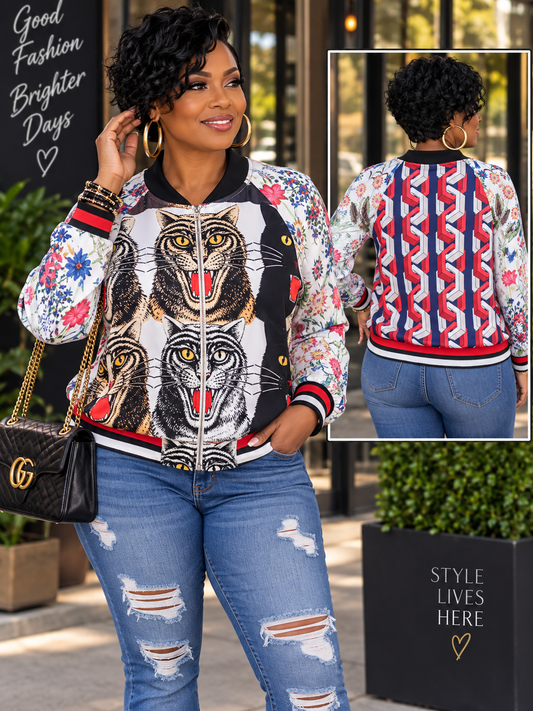 Mixed Print Jacket Best Size Slim Large