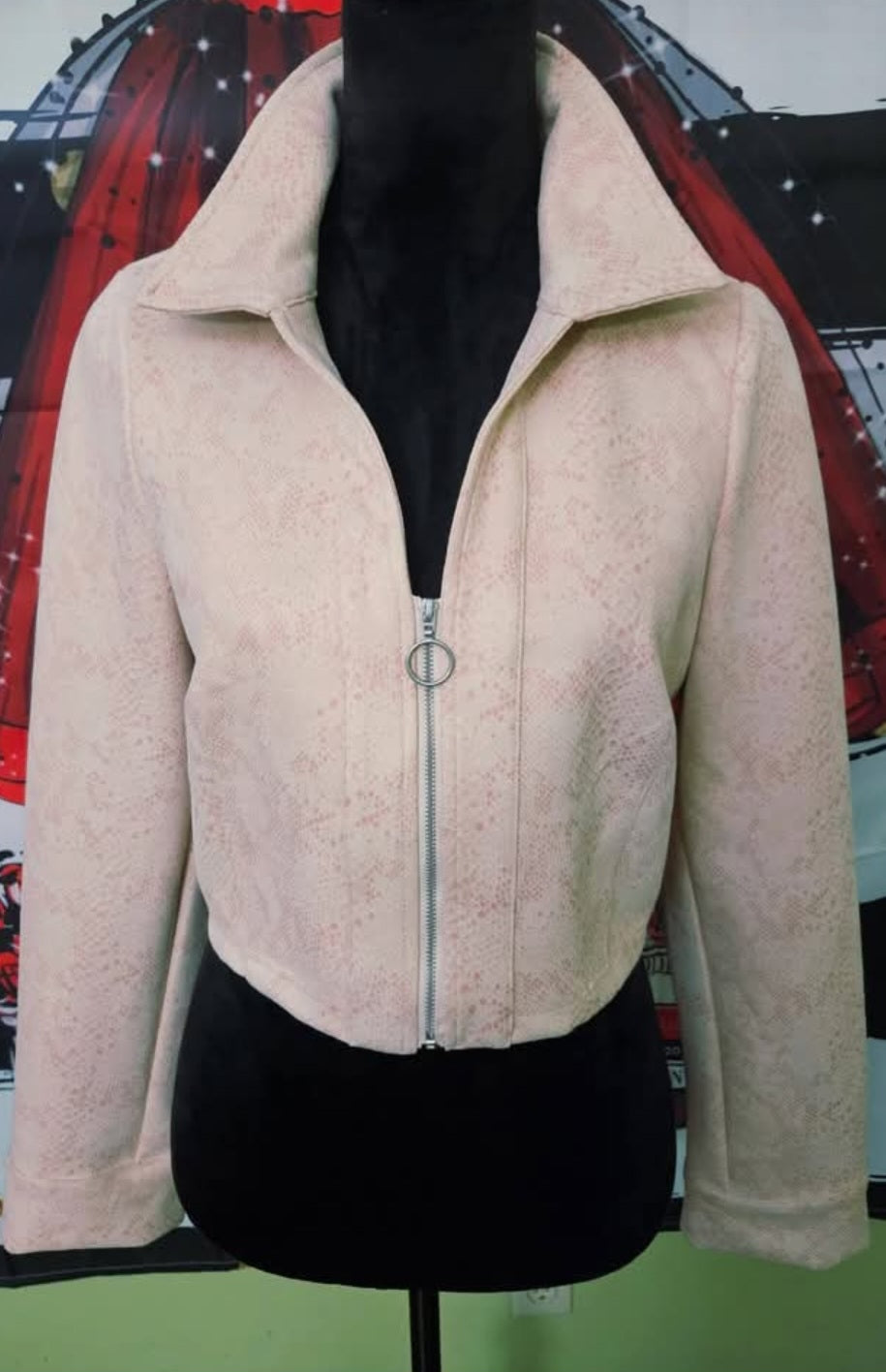 NWT Le Lis Pink Snakeskin Print Jacket Size Large