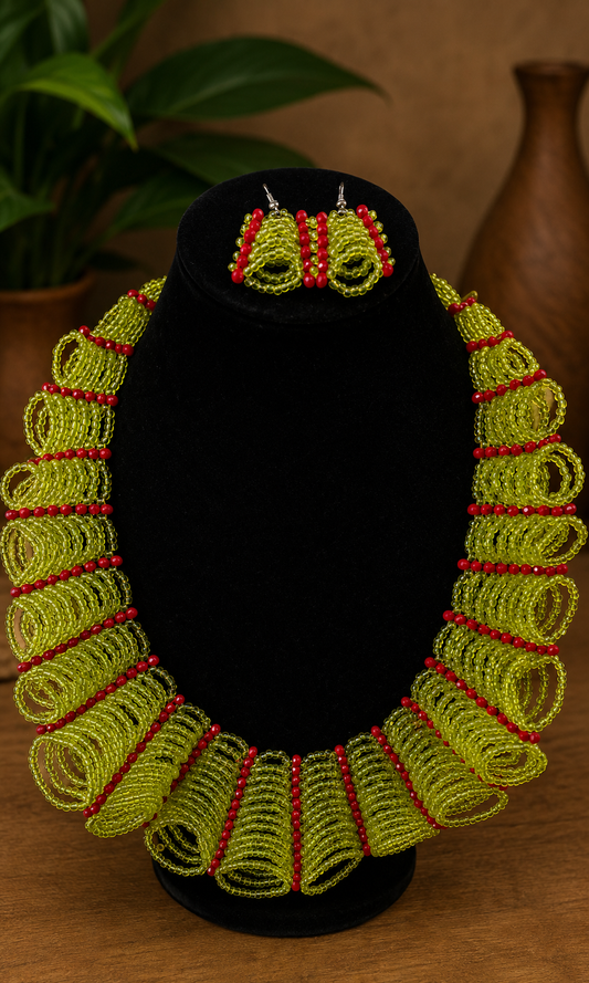 Lime and Red Necklace Set