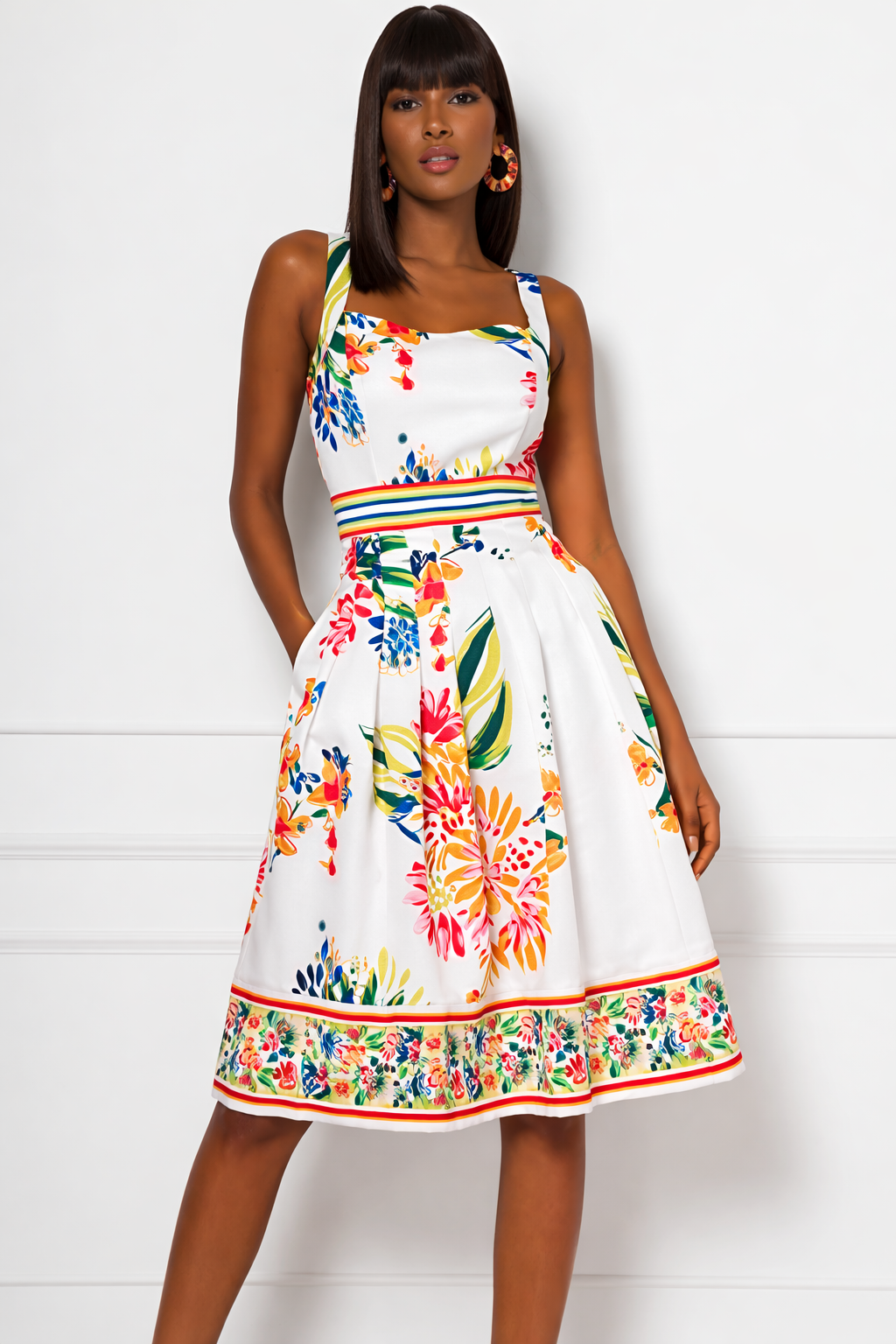 NWT Eva Mendes White Floral Dress Size 16