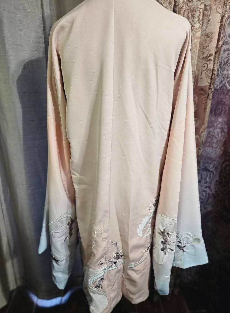Pink Asian Kimono, Missing Pearl on Buckle, Size M/L