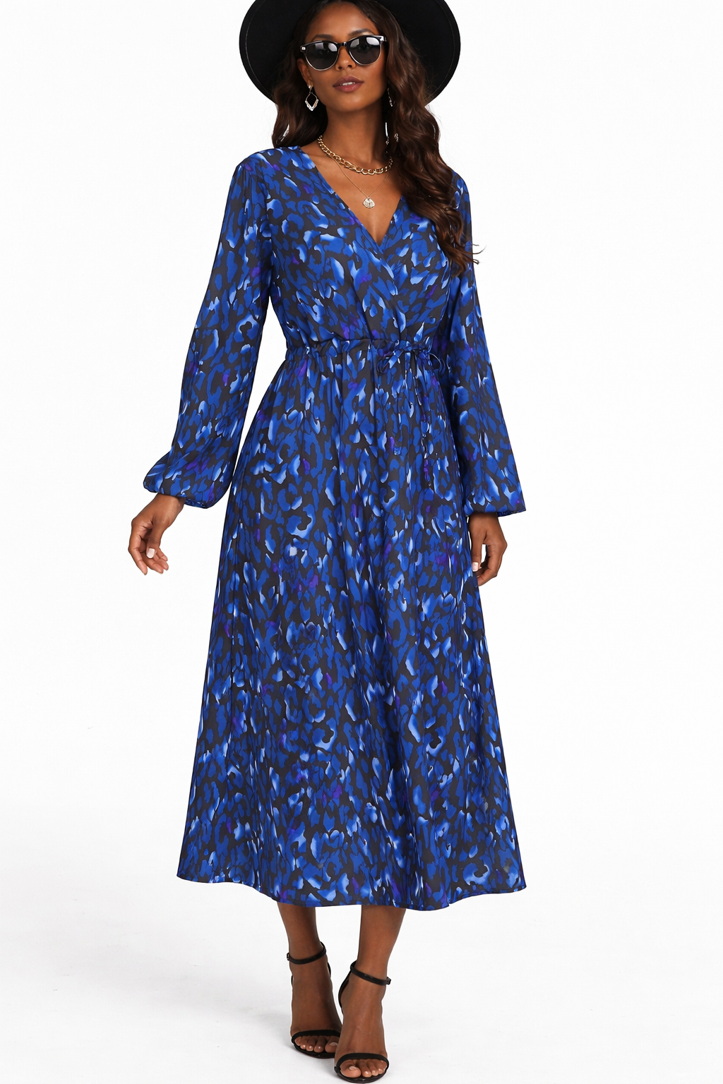 Blue Animal Print Maxi Dress Size 1X