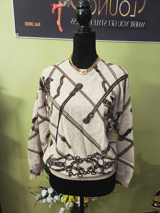 Eminent Lambswool Equestrian Vintage Sweater Size Medium