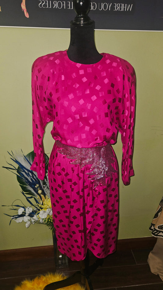 Vintage Fuschia Dress with Beading